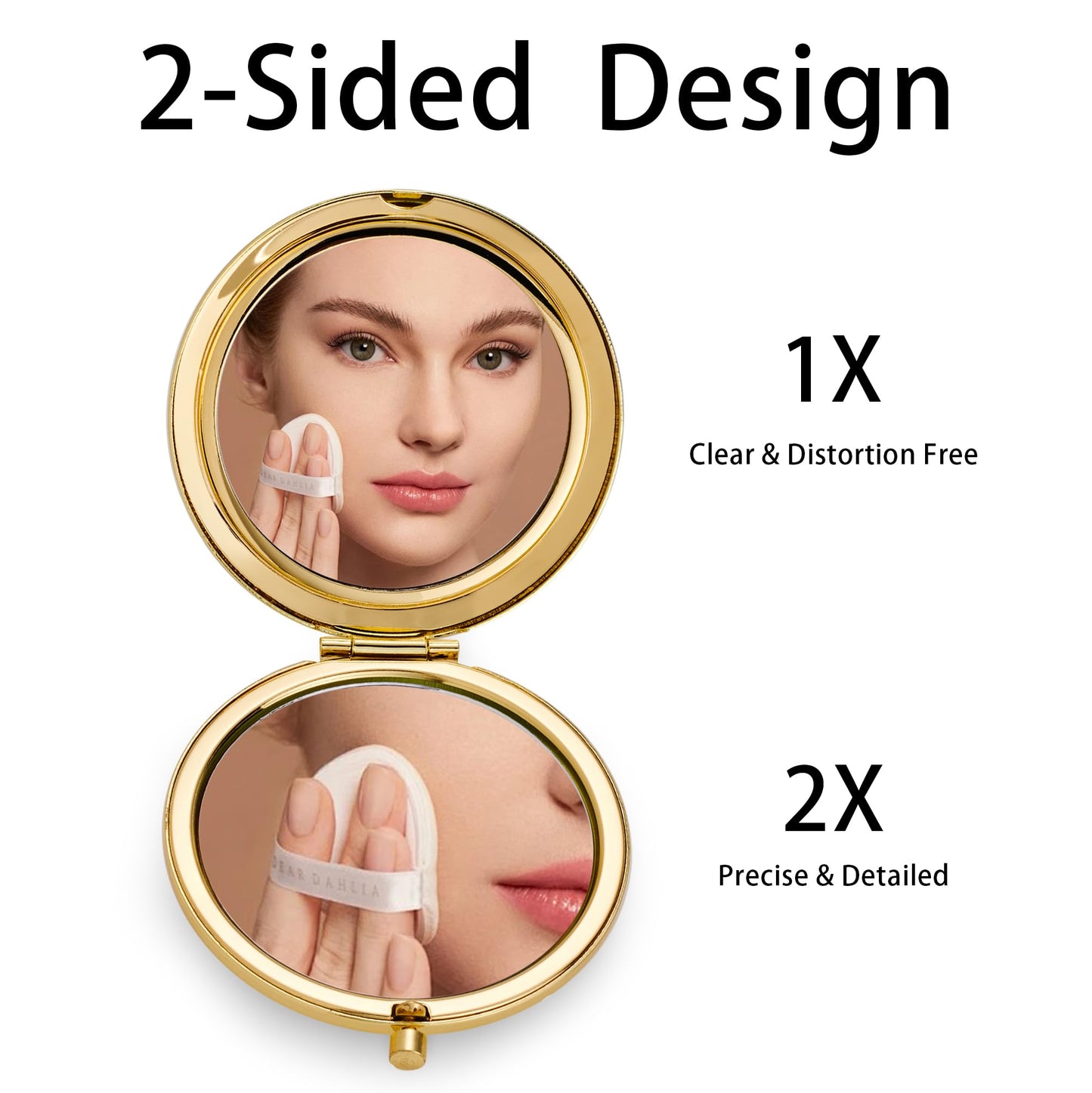 QUSTGO Compact Mirror, Pocket Travel Makeup Mirror for Purse, Metal Round Shell, 2-Sided 1X/2X Magnifying, Portable, Folding, Handheld, Gold, 18 Pack