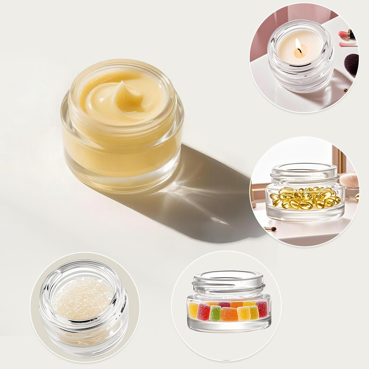 Seuqhck 90 Pack 5ml Small Clear Jars, Empty Glass Cosmetic Containers Bulk with Liner Airtight Cream Bottle for Beauty Product Samples, Travel, Lotions, Essences