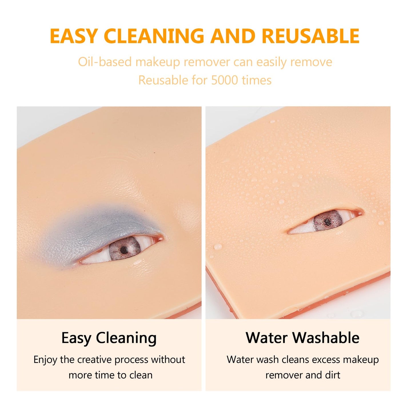Laokiiy Makeup Practice Face Board, 3Pcs Realistic Silicone Eye Make up Mannequins Board Improve Makeup Training and Techniques for Artist and Beginner(Black+Yellow+White)