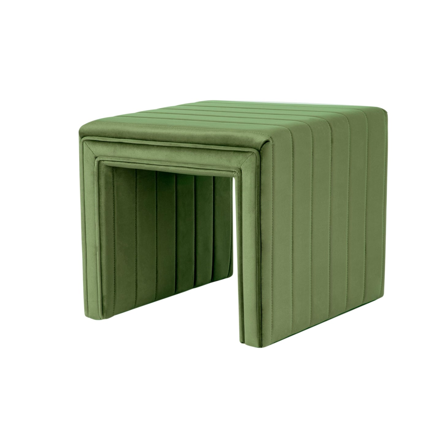 HomePop 19" Modern Channel Tufted Velvet Ottoman - Green