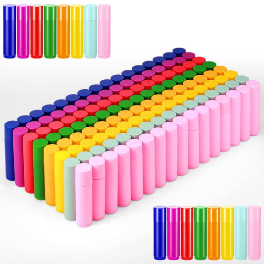 Patelai 128 Pieces Lip Balm Tubes 5 ml Refillable Rotatable Plastic Lipstick Tubes Empty Lip Gloss Balm Containers DIY Empty Containers for Cosmetic, 8 Colors