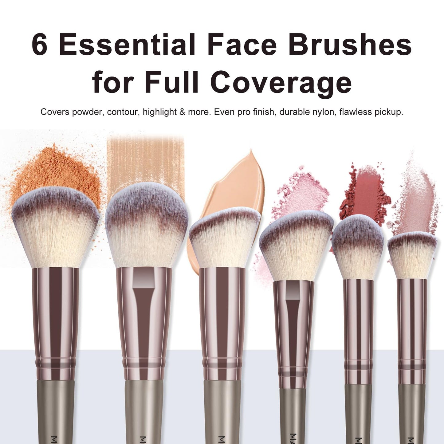 MAANGE 30Pcs Professional Makeup Brush Set with Case – Premium Synthetic Brushes for Foundation, Powder, Blush, Eyeshadow & Blending,Champagne