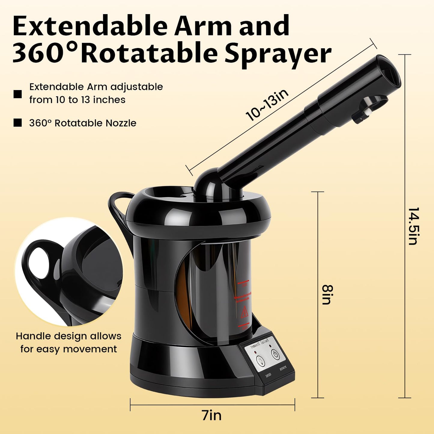 Facial Steamer Professional with More Steam for Deep Cleansing and Hydration, Face Steamer Featuring Extendable Arm, Steamer for Facial for Beauty, Spa and Home Use, Black