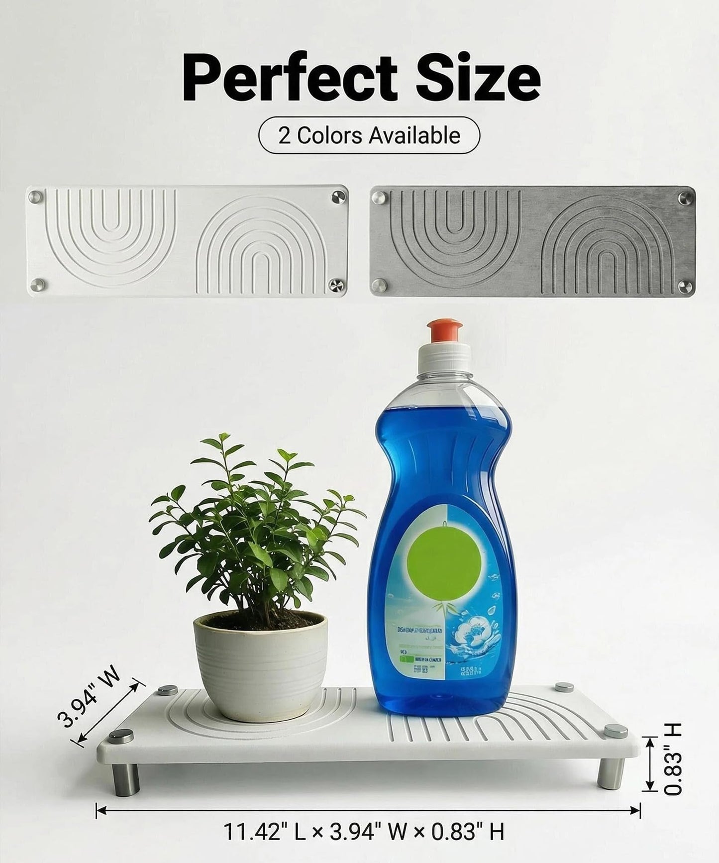 Diatomite Sink Tray - Zen Design Bathroom Counter Tray for Soap, Toothbrush & Skincare, Water Absorbing Stone Tray for Sink Fast Drying and Non-Slip (White)
