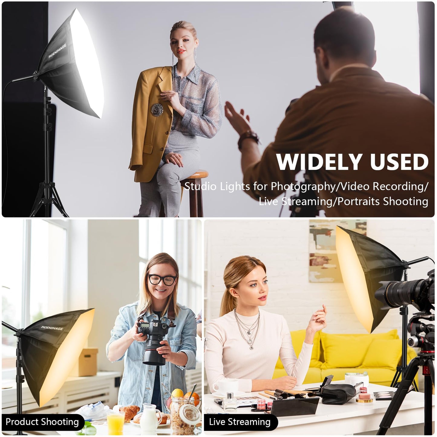 PIOENIMAGE Softbox Lighting Kit, Softbox Photography Lighting Set