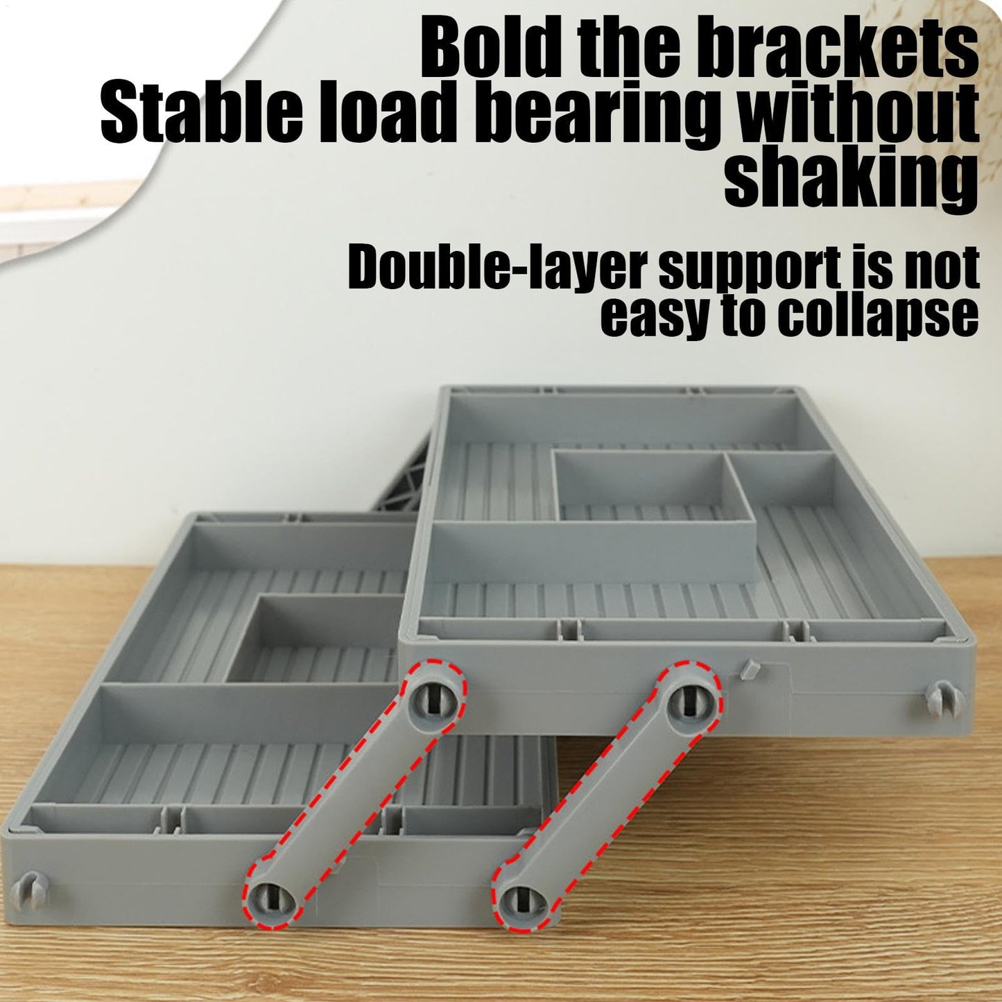 2 Tier Folding Junk Drawer Organizer - 2 Drawer Storage Organizer | Expandable Drawer Organizer | Nightstand Vanity Desk Jewelry Cosmetic Divider | Foldable Makeup Desk Storage Holder