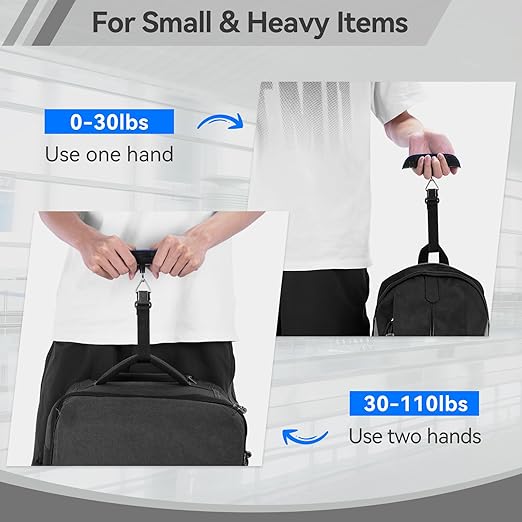 Luggage Scale, Dr.meter Luggage Weight Scale Backlight LCD Display PS02 110lb/50kg Electronic Balance Digital Postal Travel Accessories with Rubber Paint Handle Temperature Sensor, Blue
