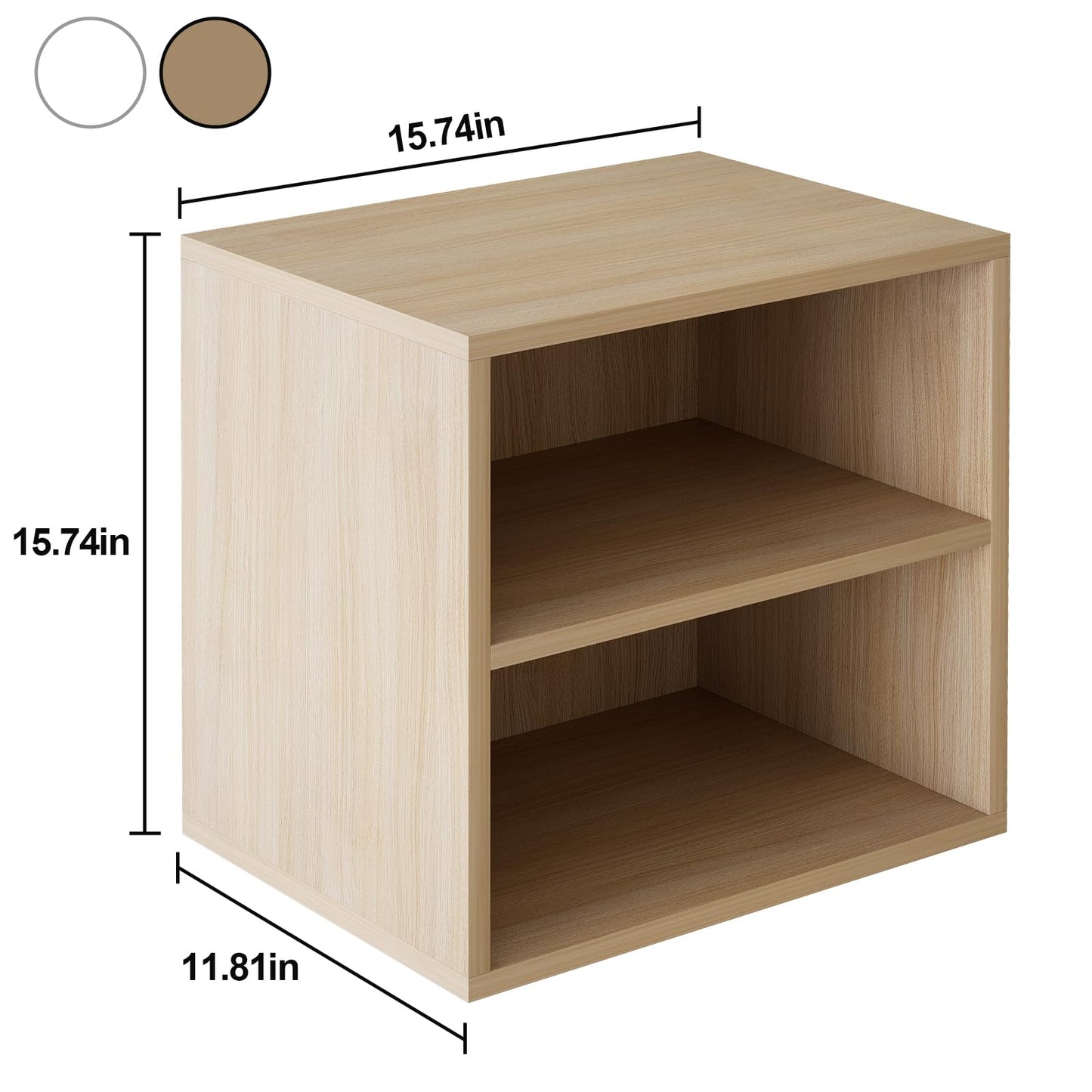 Garden 4 you Cube Storage Organizer Shelf, 2 Tiers Stackable Bookshelf, Wooden Display Bookcase with 2 Cube Storage, Small Storage Cabinet for Living Room Bedroom, Natural
