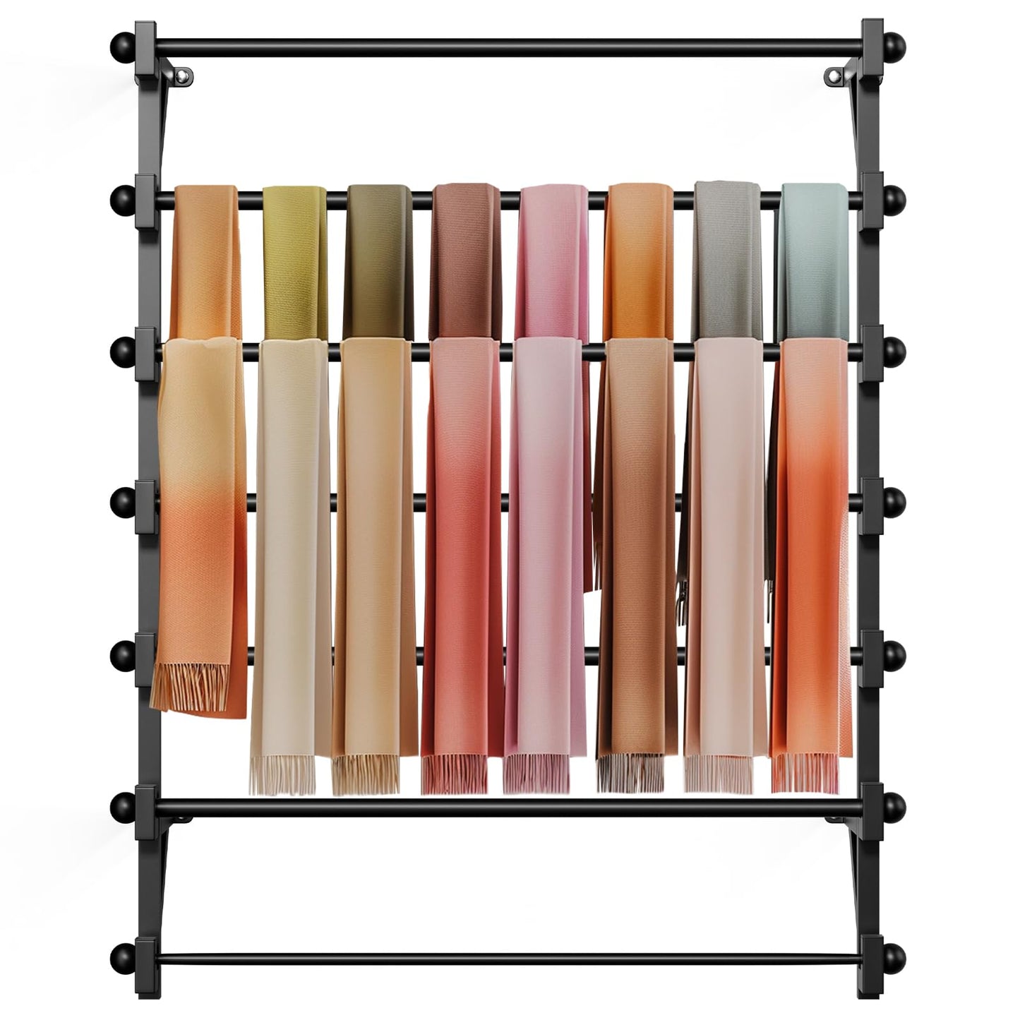 FWTXZTER Wall Mounted Display Rack, 7-Layer Wall Wrapping Paper Ribbon Organizer for Flower Shop, Tie Scarf Rack Belt Towel Holder Retail Stores Metal Shelving