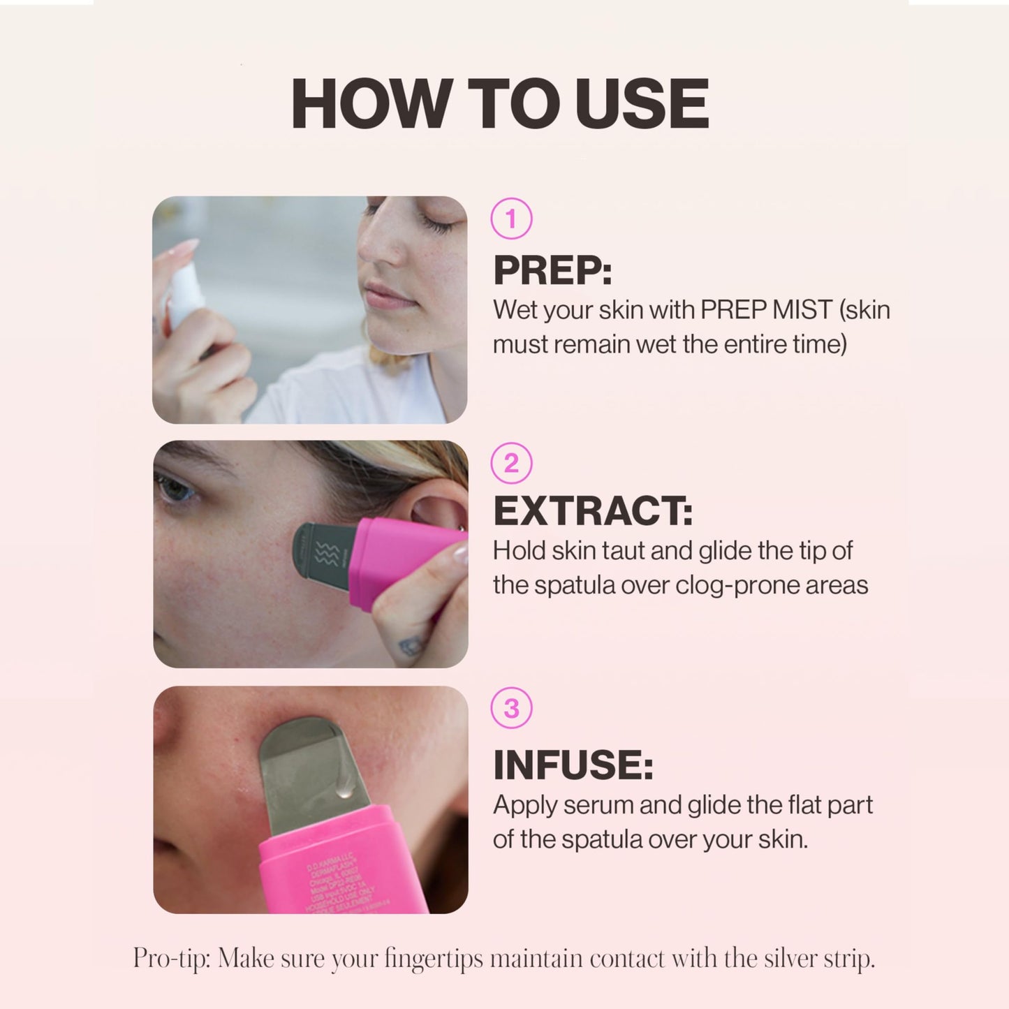 DERMAFLASH DERMAPORE+ Skin Care Device, Ultrasonic 2-in-1 Pore Extractor and Skincare Infuser, Seafoam