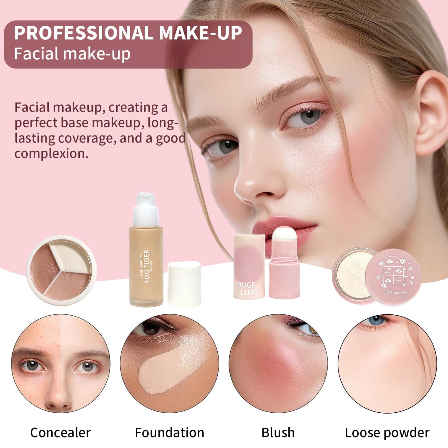 Makeup Kit for Women Full Kit Makeup Set for Teen Girls All In One Makeup Set Includes Foundation Eyeshadow Palette Lipgloss Eyeliner Stick Cosmetic Brush Set