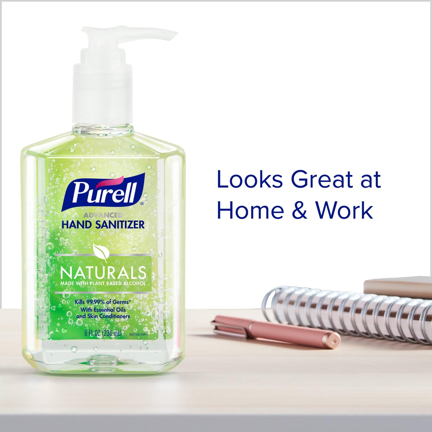 PURELL Advanced Hand Sanitizer Naturals with Plant Based Alcohol, Citrus Scent, 8 fl oz Pump Bottle (Pack of 12) - 9626-12-CMR