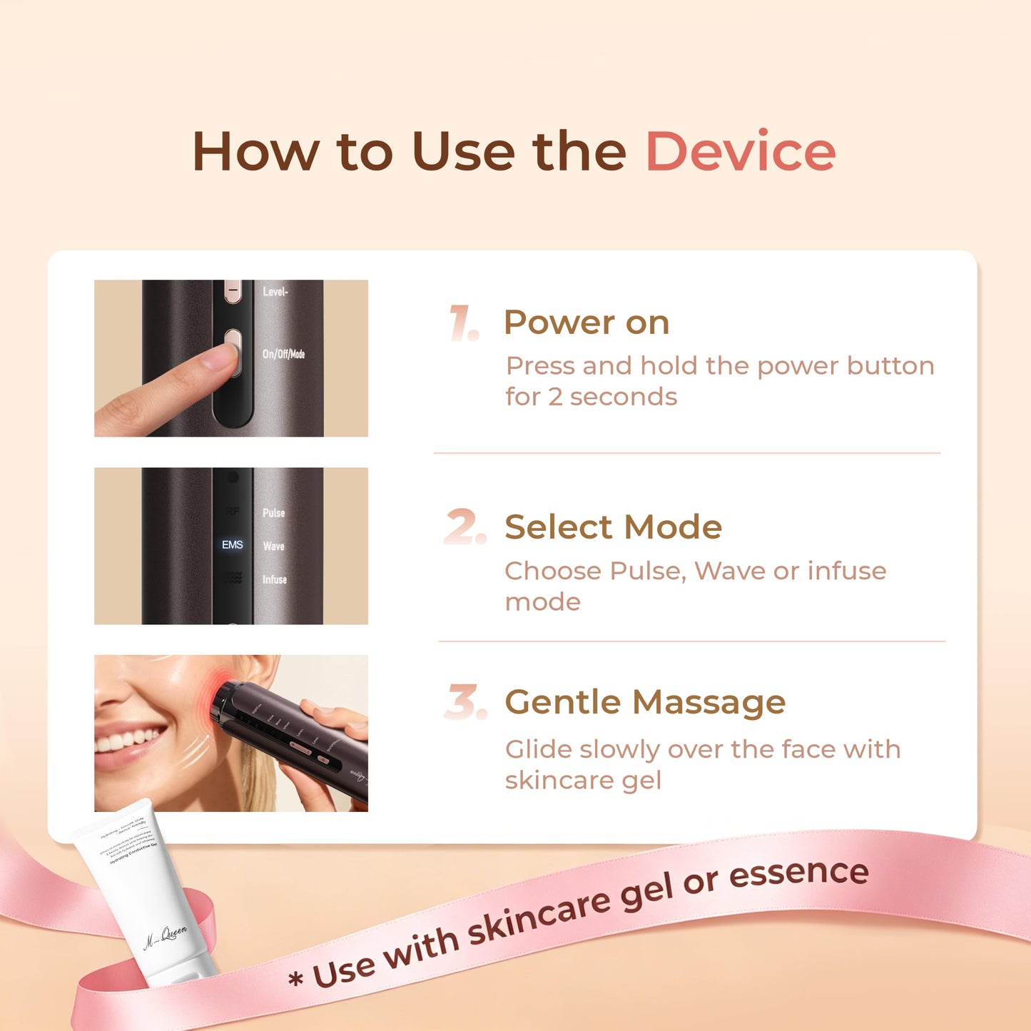 Facial Massager for Face & Neck, Rechargeable Beauty Device with Vibration