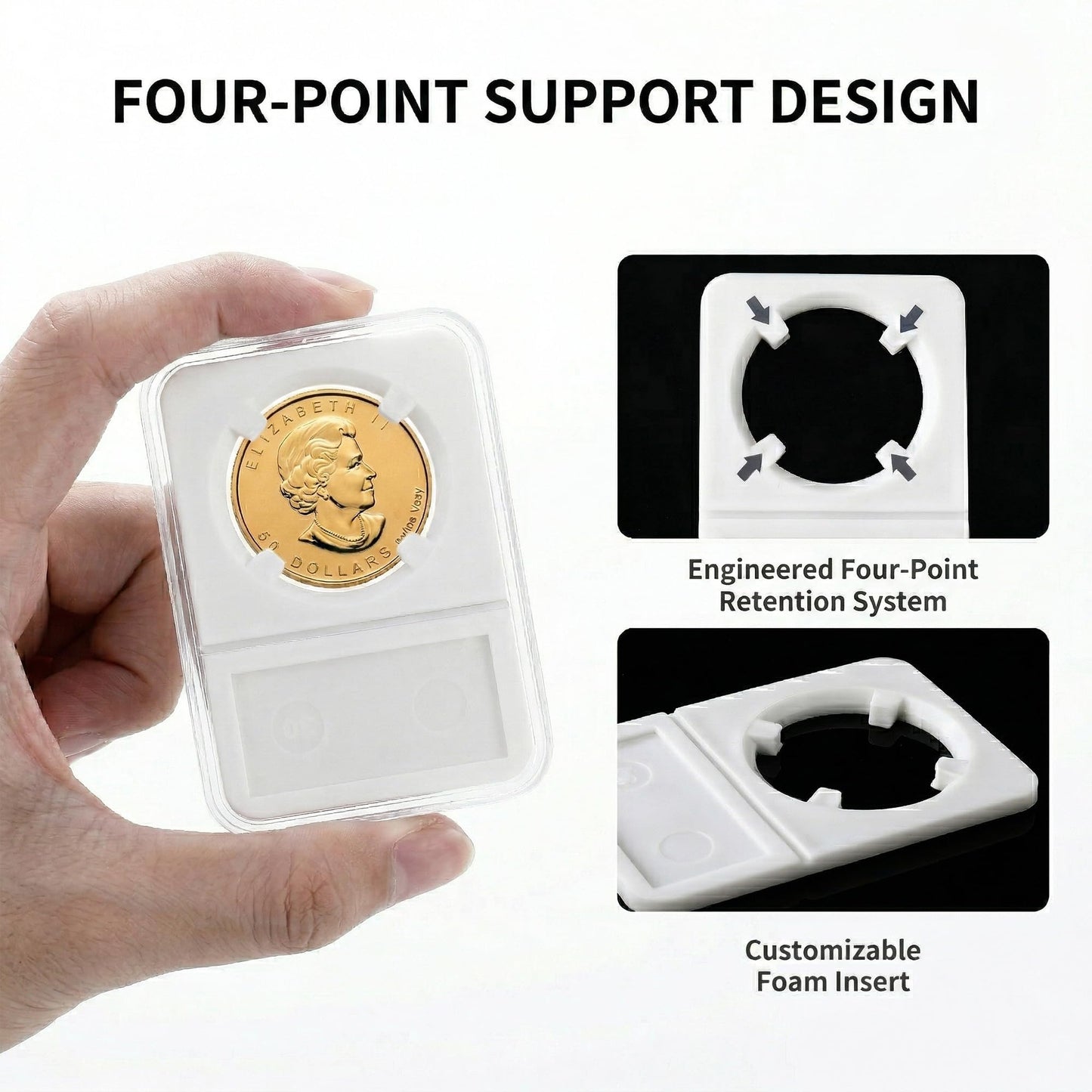 10-Pack 30mm Coin Slab Holder for Kennedy JFK Half Dollars, Clear Acrylic