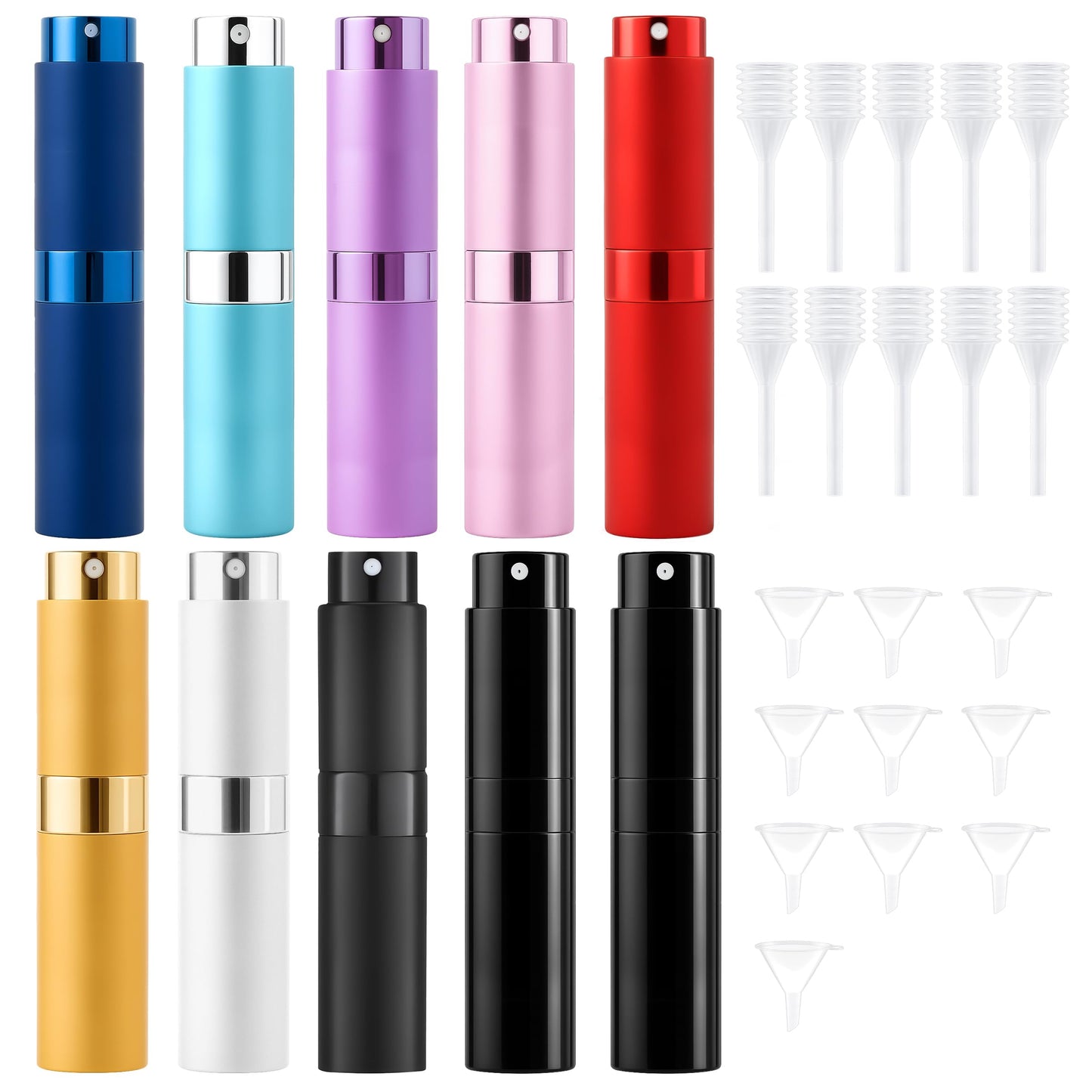 HUGROSE Perfume Travel Refillable, 10 Pack 8ml Black Atomizer, Portable Travel Perfume Bottle Refillable, Ideal for Fragrance Storage, Sleek Design, Perfect for Daily Use
