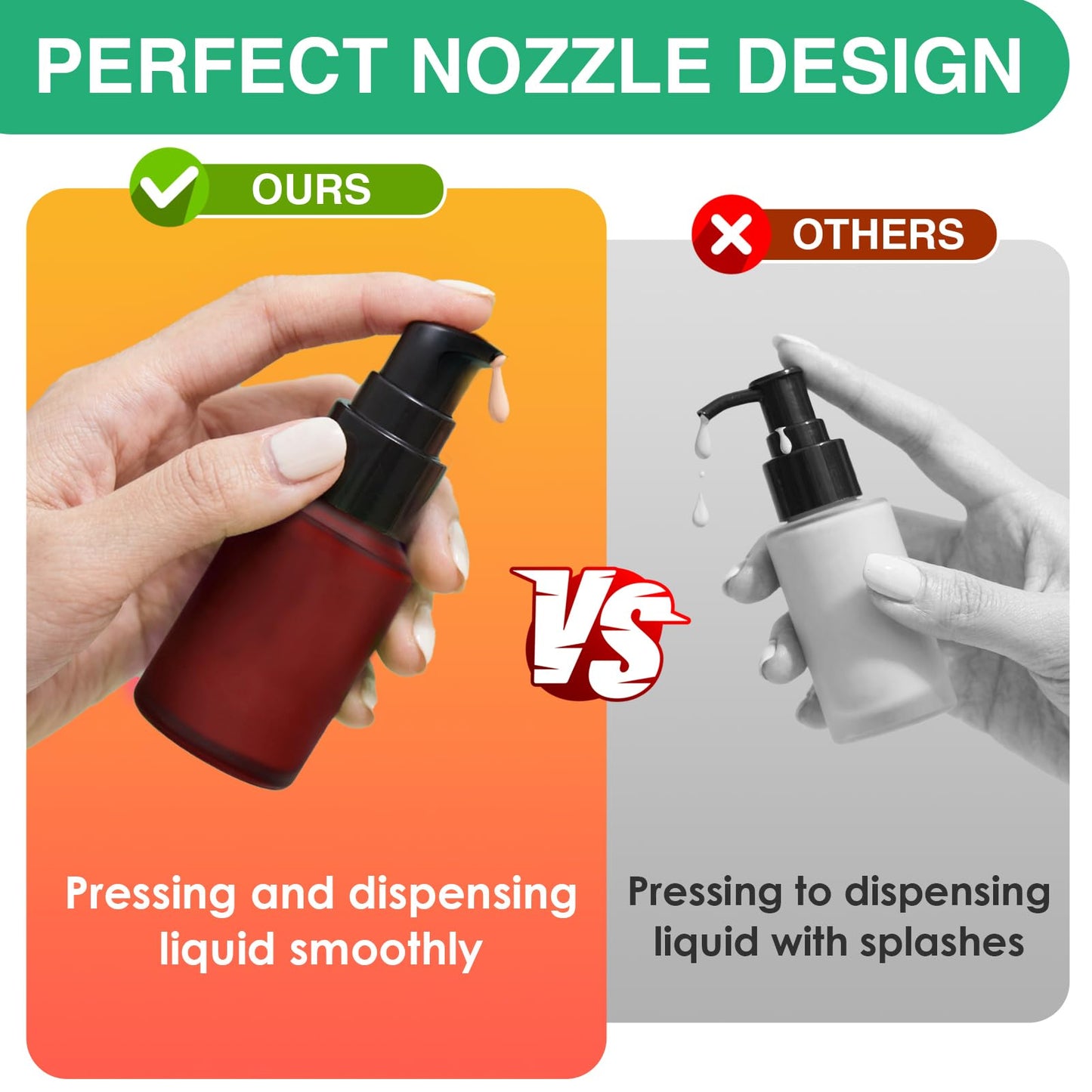 3PCS 60ML/2OZ Empty Reddish Brown Frosted Glass Bottles with Pump Refillable Vial Cosmetic Dispenser Jars Storage Travel Lotion Container Portable Sample Bottle for Toiletries,Foundation,Cream,Lotion