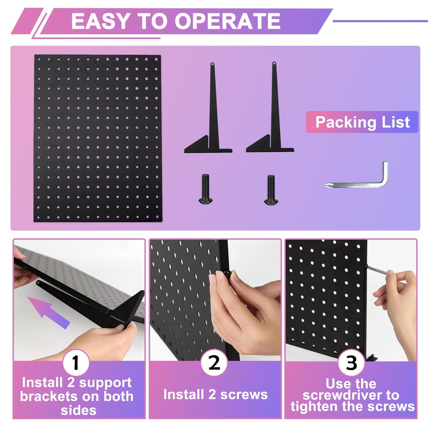 Peg Board Display Stand for Vendors with 12 Hooks Metal Tabletop Pegboard Display Stand for Craft Shows 17" X 13" Retail Display Racks Peg Board Organizer Holder Black