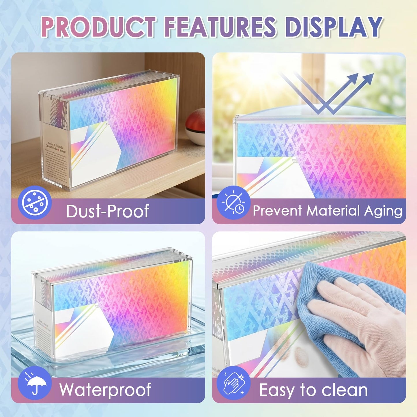 Premium Prismatic Evolutions SPC Acrylic Display Case with Magnetic Lid, 8+5MM Thick Clear Protective Storage Box Fit for PKMN Evolutions Super Premium Collection, Dustproof Collector Display Case