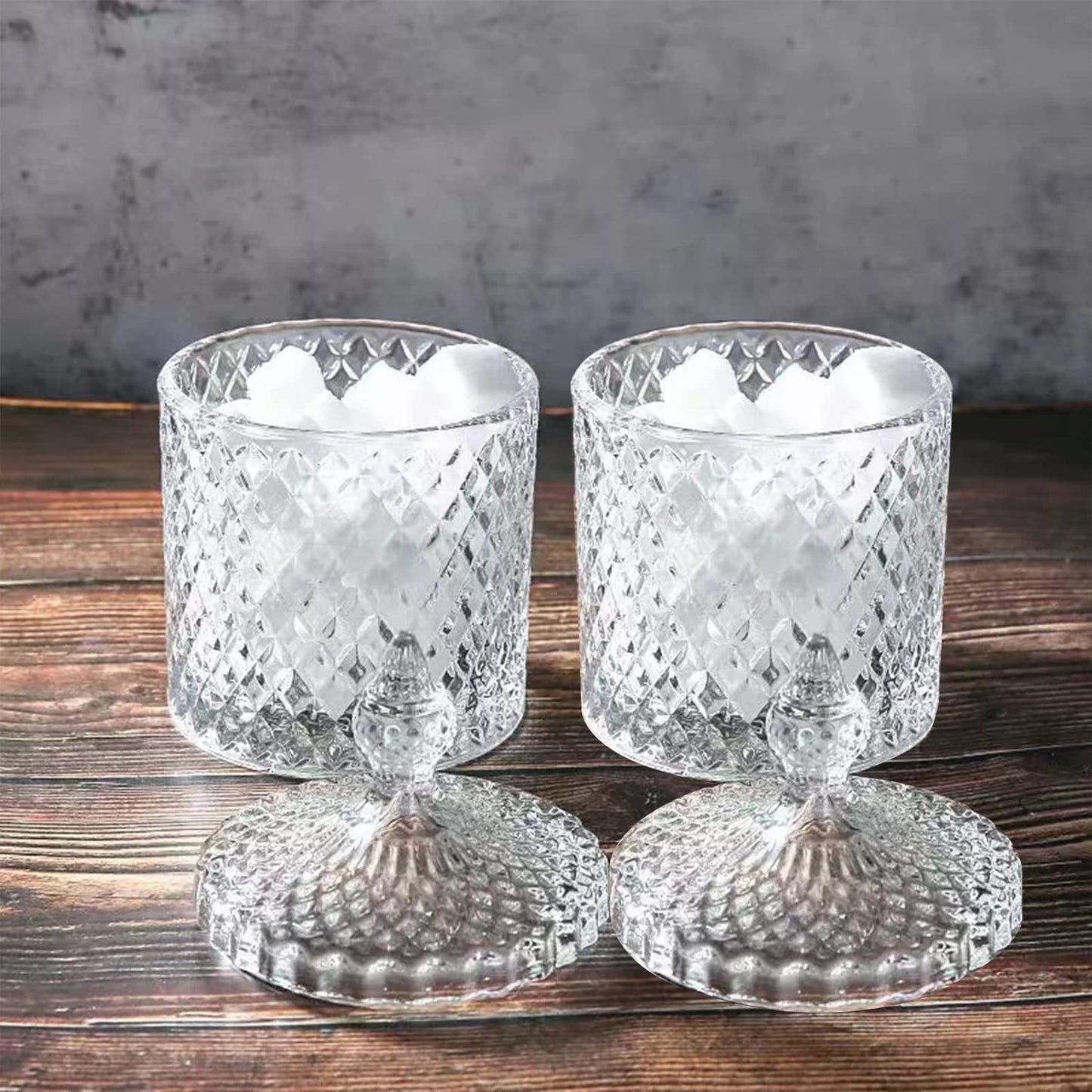 rejomiik Qtip Holder Glass Apothecary Jars with Lid Bathroom Accessories Vanity Organizers and Makeup Storage for Cotton Swabs, Makeup Sponges, Candy, Jewelry, 2 Pack Large Clear
