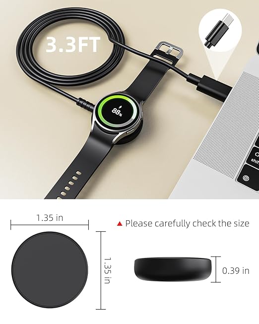 3.3FT USB C for Samsung Galaxy Watch Charger Compatible with Watch 8/8 Classic/Ultra/7/6/6 Classic/5/5 Pro/4/4 Classic/3/Active/FE Magnetic Fast Charging
