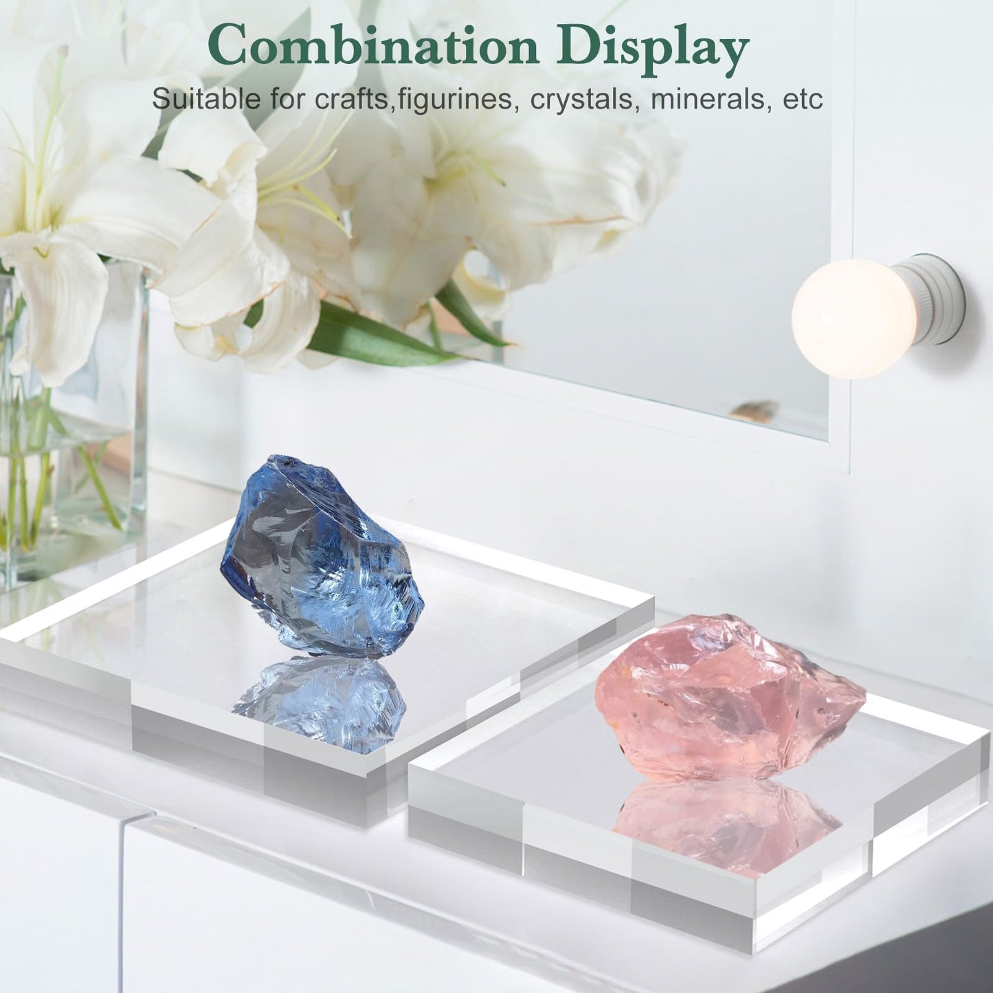 SAMYUCHO Acrylic Base Stand 4 Pack 5 X 5 X 1 Inch Acrylic Blocks for Display Trophy Base Clear Square Cube Riser Display Cylinder Pedestal Stands for Collectibles Jewelry Props Food Display