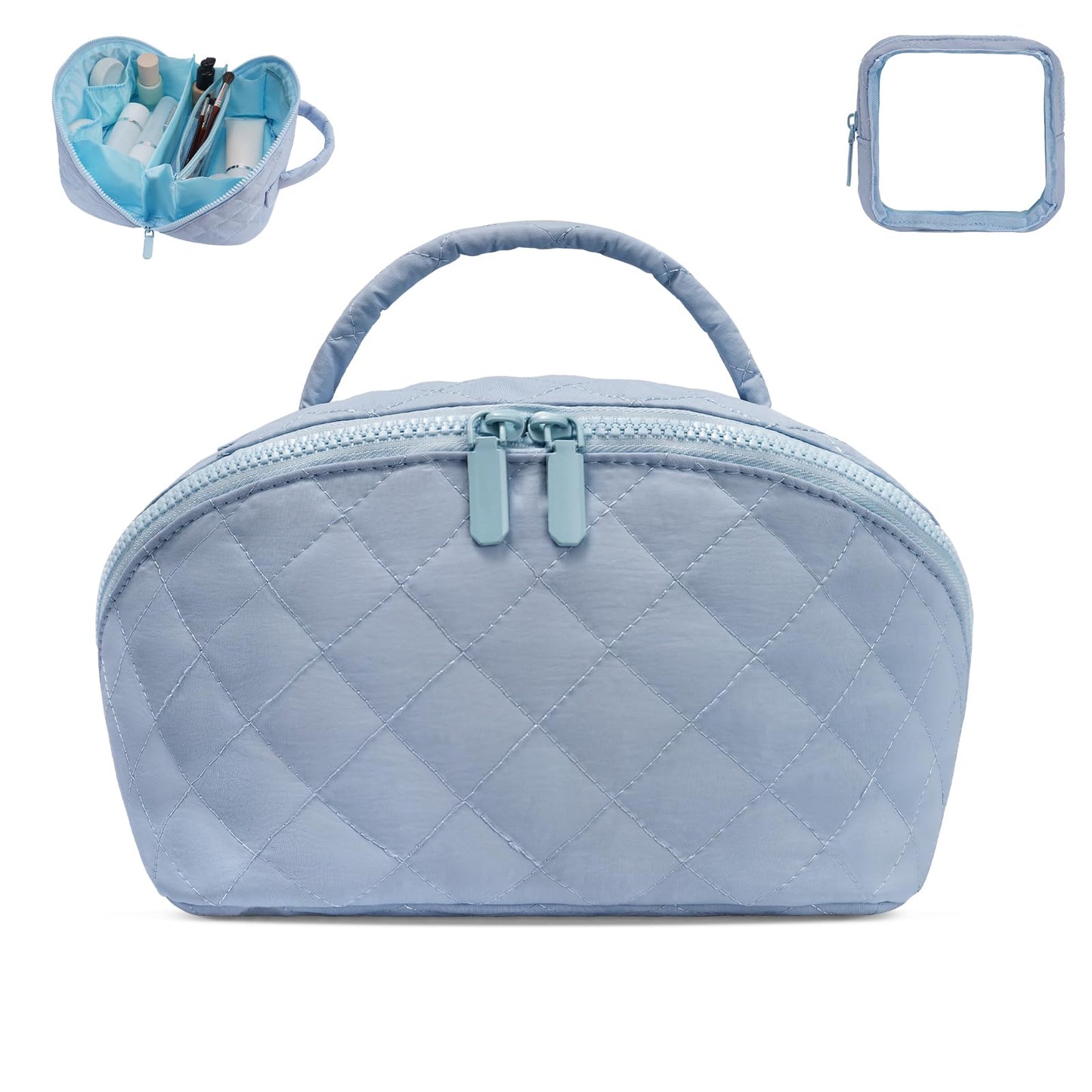 SXS LACONIC Makeup Bag,Quilted Puffer Cosmetic Bags,Travel Toiletry Bag for Women,Large Capacity Waterproof Make up Bag Set