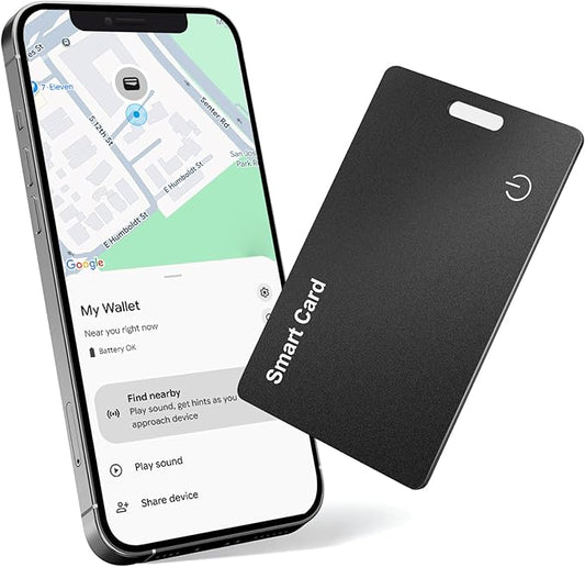 1-Pack Tracker Card for Android - Works with Google Find Hub/My Device Compatible, Ultra-Thin Wireless Charging Bluetooth Locator with Keyring Hole for Keys, Wallets, Pets, Bags & Luggages