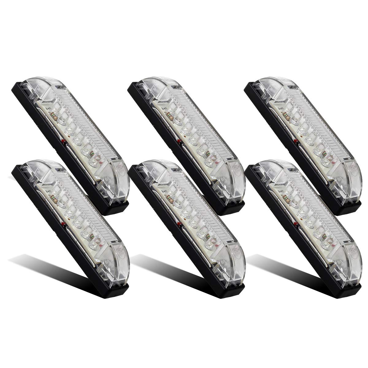 Partsam 6X 4 Marine/Boat Slim Line Clear LED Utility Strip Light 6 Diodes Sealed