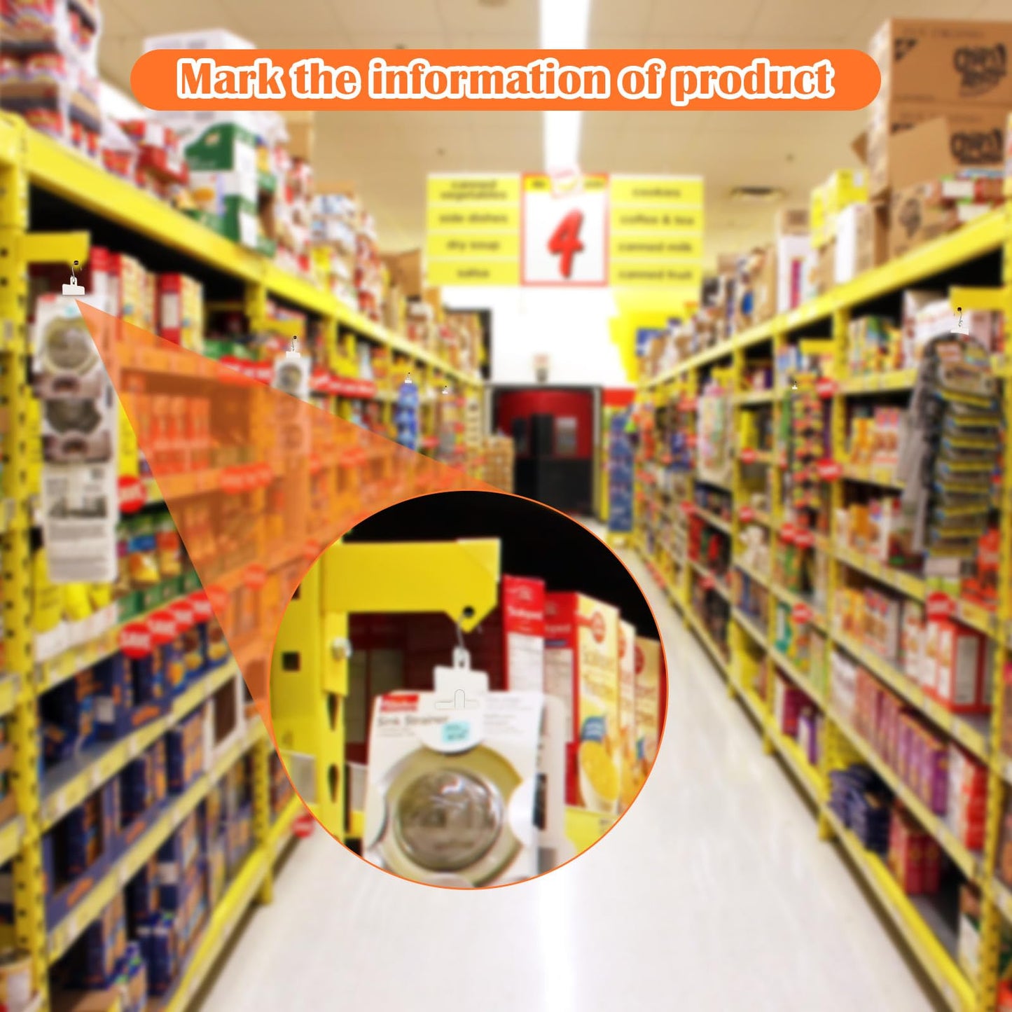 Tigeen 50pcs 12 Station Retail Hanging Merchandise Strips with S Hooks 21.3 Inch Plastic Display Strips with Removable Header Merchandise Display for Grocery Retail Store
