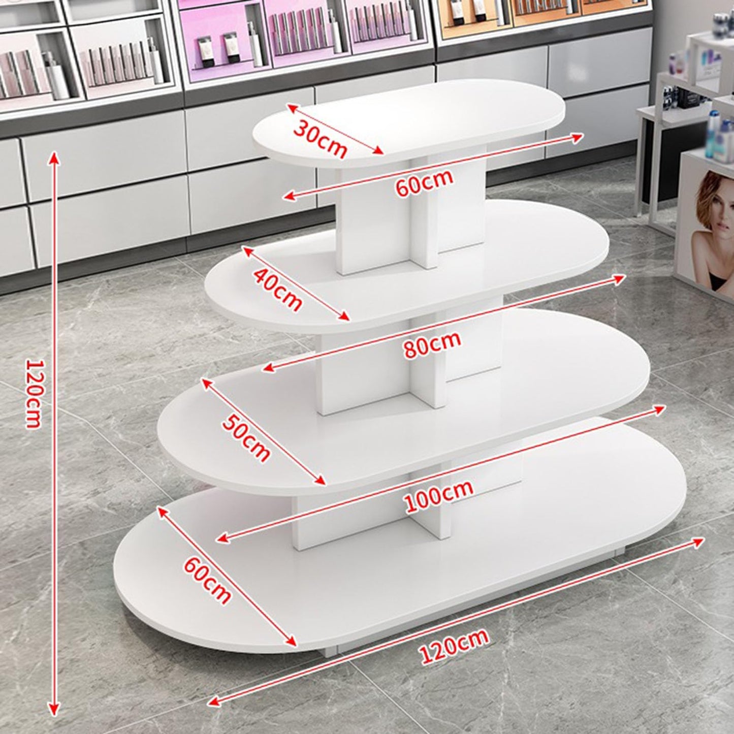 Vanity Organizer Cosmetics Display Cases Holder ，floor Large Island Display Racks Skincare Makeup Storage Organizer ,nail Salon Nail Polish Display Racks， for Skin Care Nail Polish Perfume