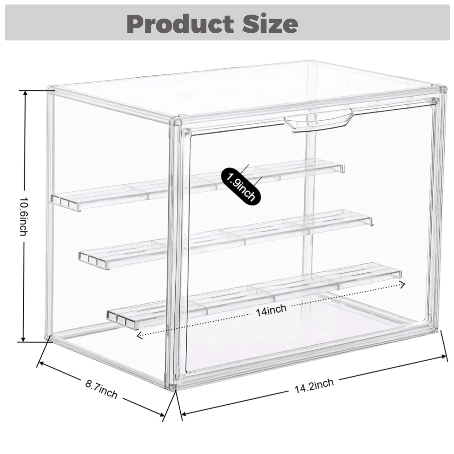 Clear Acrylic Display Case 2 Pack, Stackable 4-Tier Figure Showcase with 3 Movable Shelves, Interlocking Edges & Magnetic Door for Action Figures