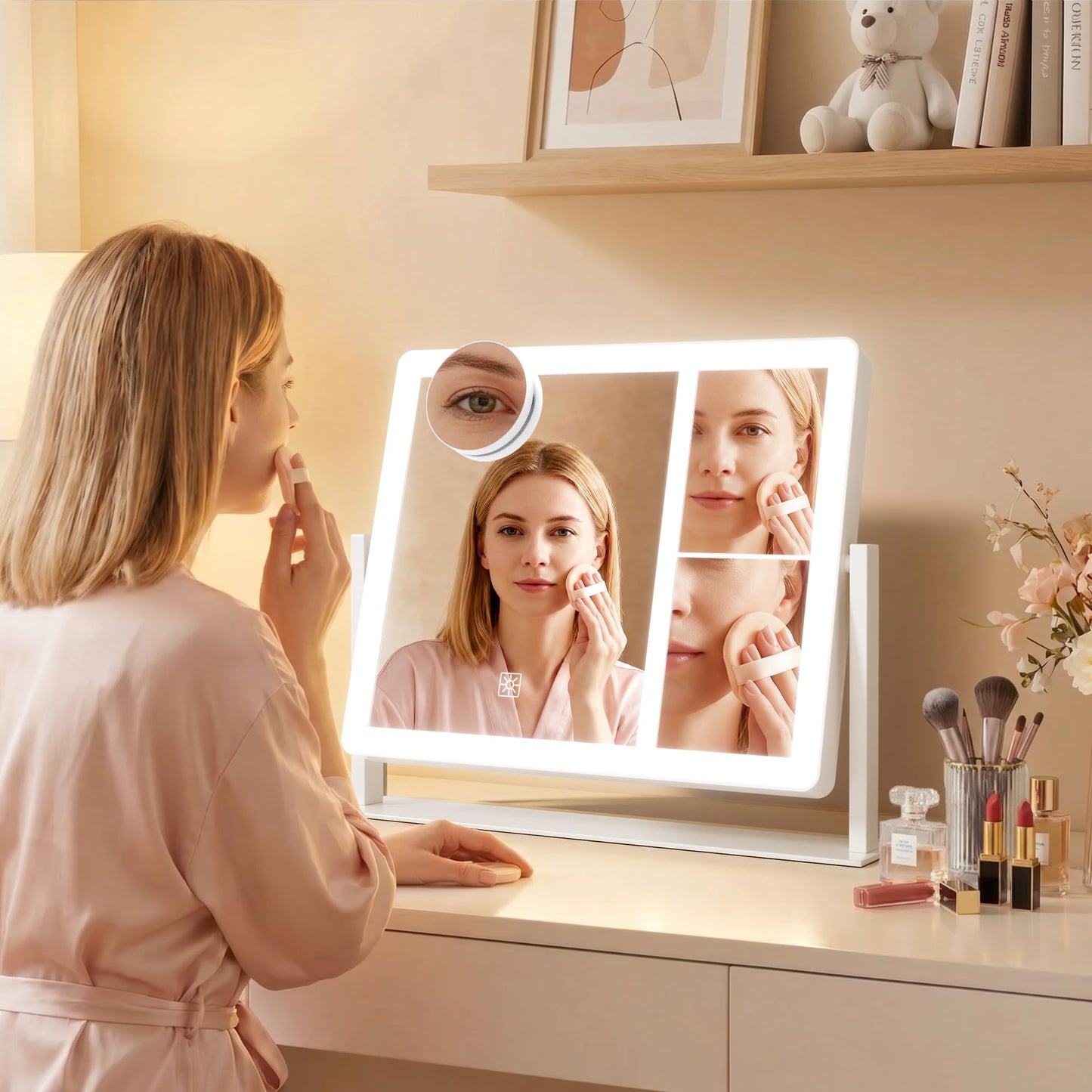 DEXHOM Makeup Mirror, Vanity Mirror with Lights, 1X/3X/5X/10X Magnification, Touch Control, Mothers Day, Birthday Gifts for Mom,Women,Girls, Dorm Room Essentials 14.1" W x 11" L (96 LED)