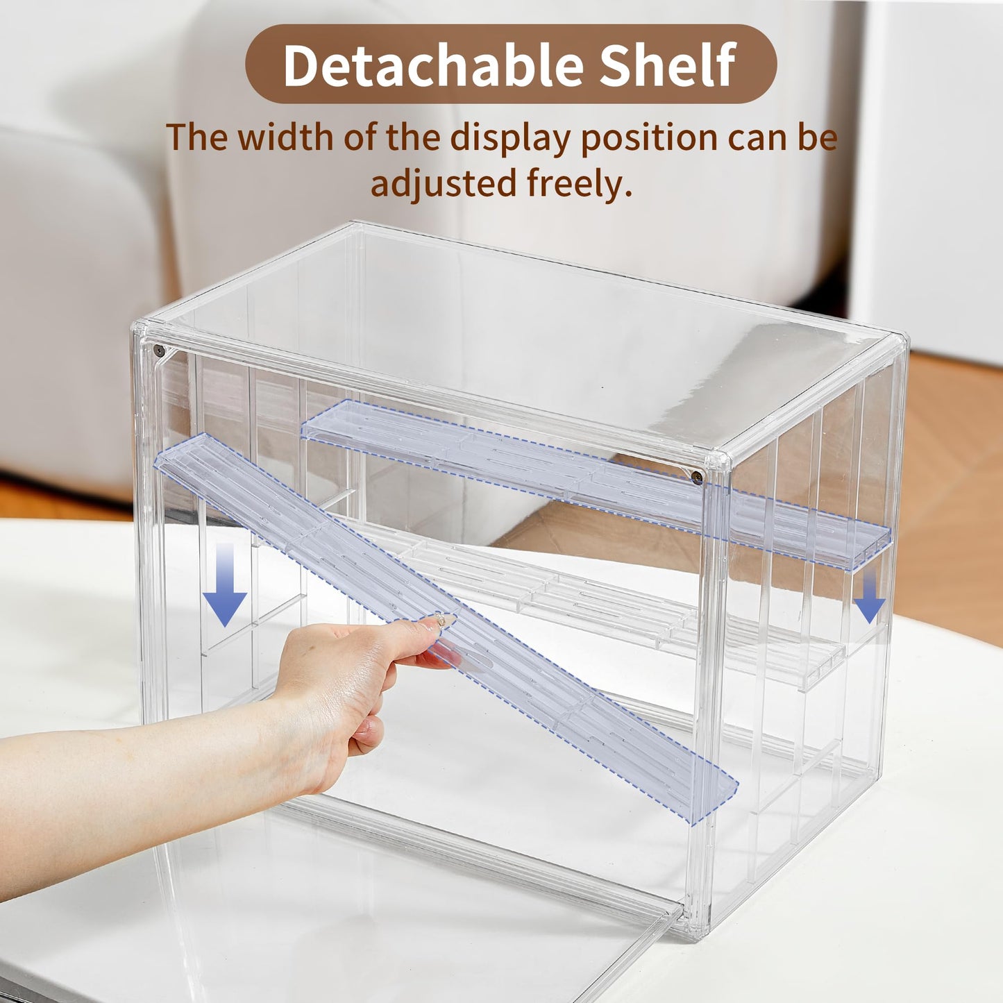 Display Case for Collectibles 4 Layer Updated Adjustable Acrylic Display Case with Magnetic Door Clear Stackable Display Box Hobby Display Cases for Figures, 1 Pack