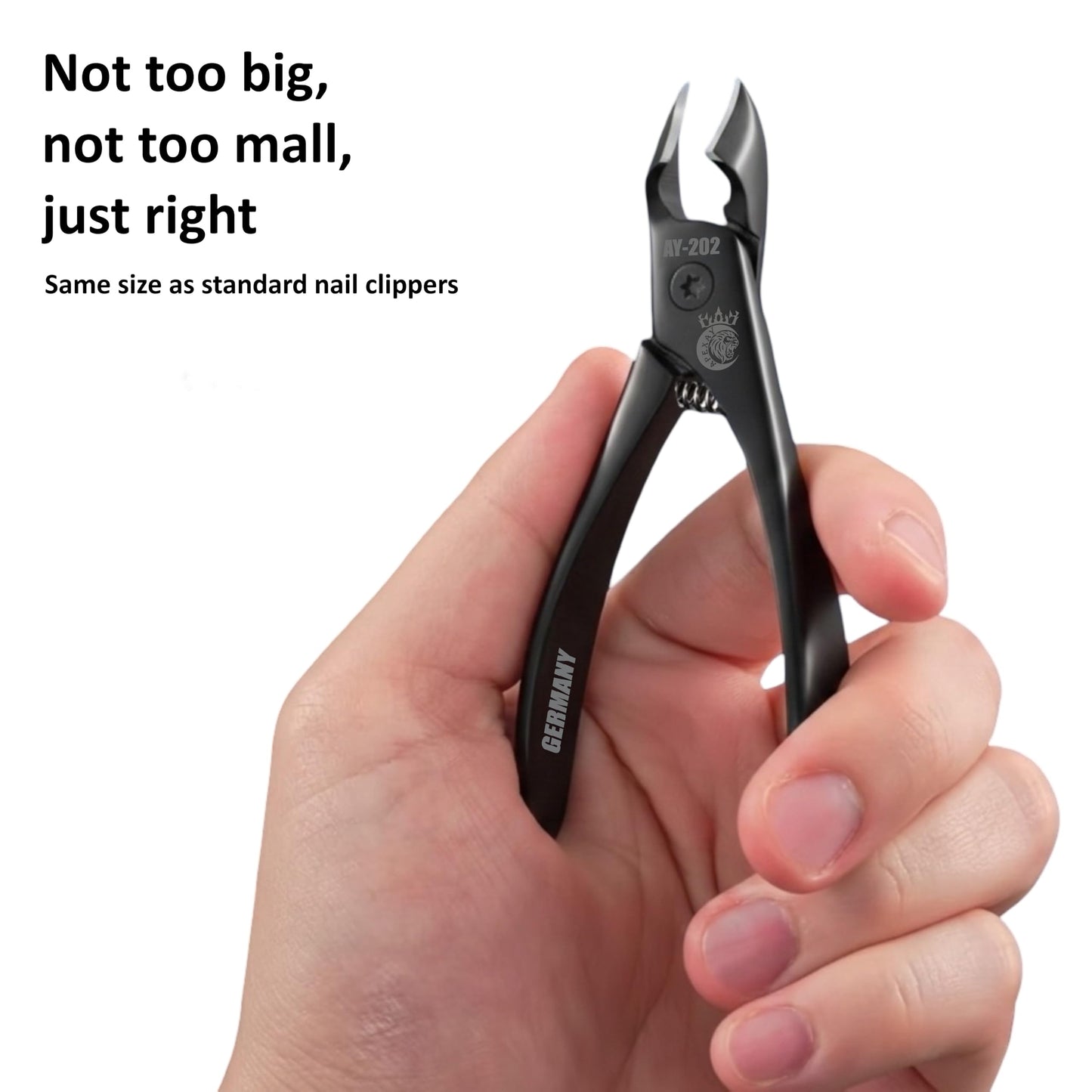 Germany - Apexay Cuticle Nippers -Stainless Steel Cuticle Clippers with Built-in spring Design, Ultra-Sharp Precision Blades for Manicure, Pedicure & Dead Skin Removal (Black)
