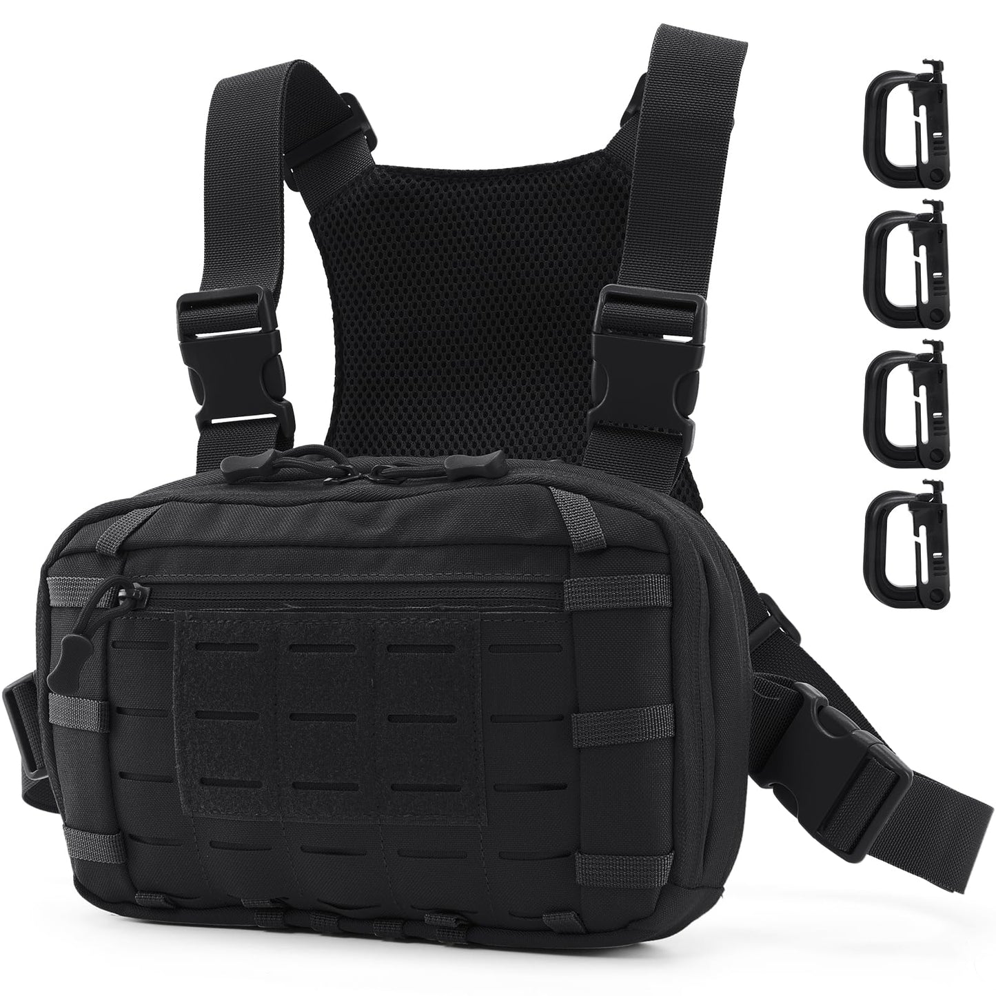 AUMENTAR Tactical EDC Chest Bag Utility Molle Chest Rig Pouch with CCW Compartment Adjustable Strap Admin Pouch Outdoor Chest Pack Black