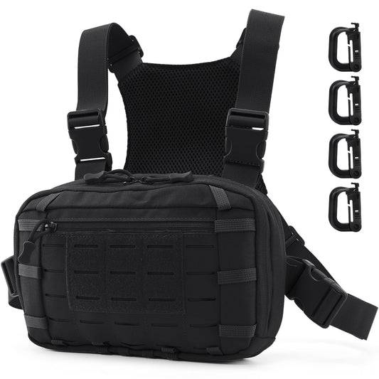 AUMENTAR Tactical EDC Chest Bag Utility Molle Chest Rig Pouch with CCW Compartment Adjustable Strap Admin Pouch Outdoor Chest Pack Black