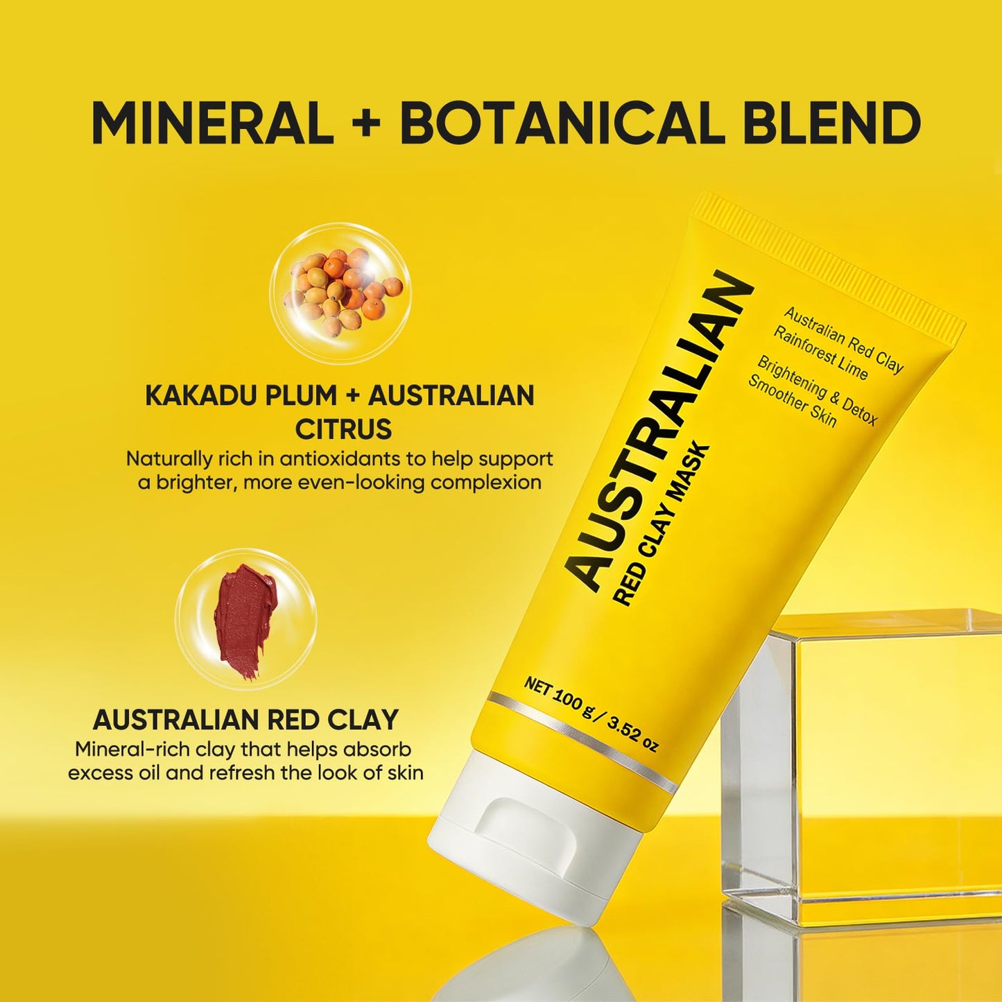 Boaccy Australian Red Clay Face Mask, Mineral-Rich Detox Mud Mask with Kakadu Plum, Desert & Rainforest Lime Extracts, for Radiant-Looking, Smoother Skin, All Skin Types, 100 mL (1)