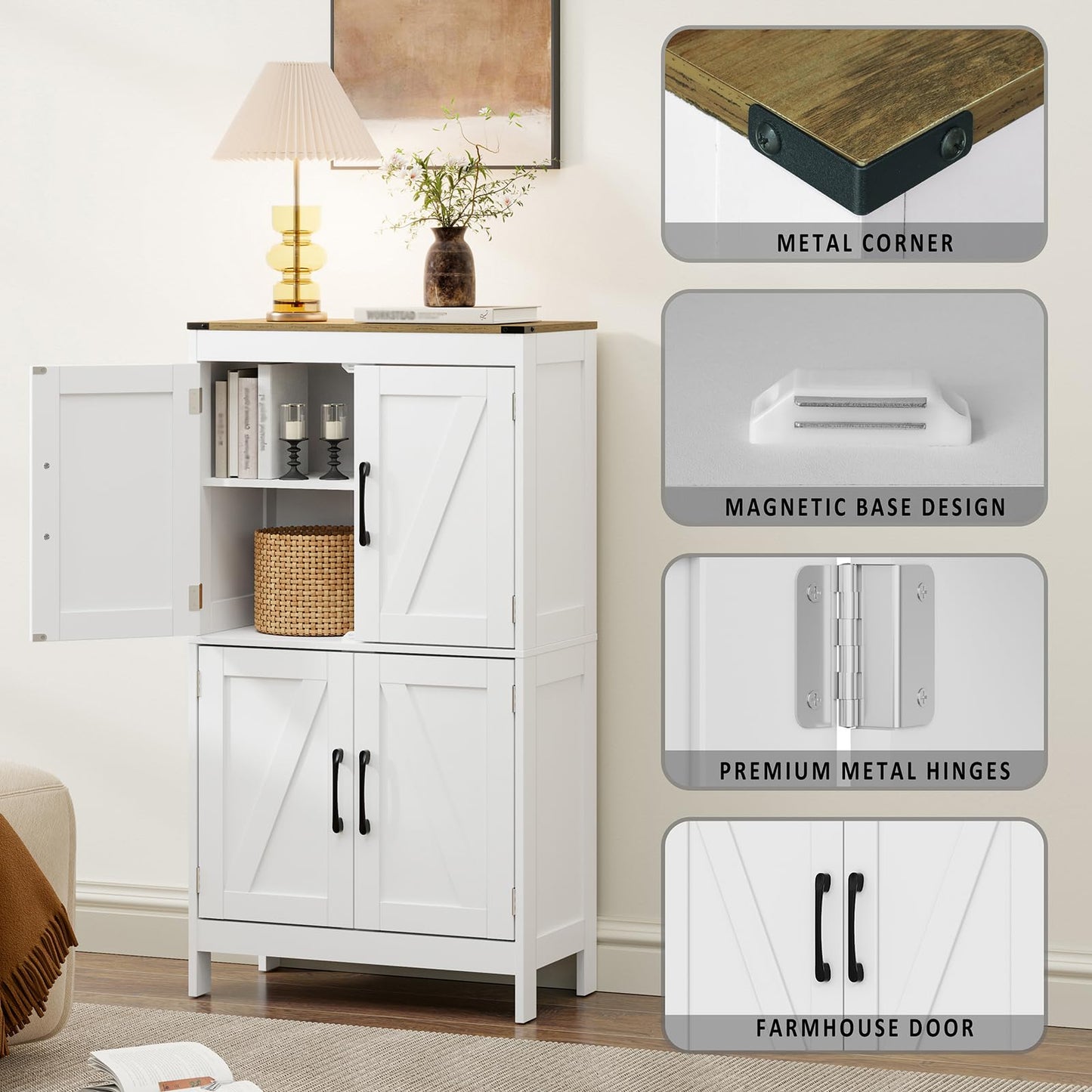 Mufico Bathroom Floor Storage Cabinet (23.63L x 11.8W x 43.3H inch)