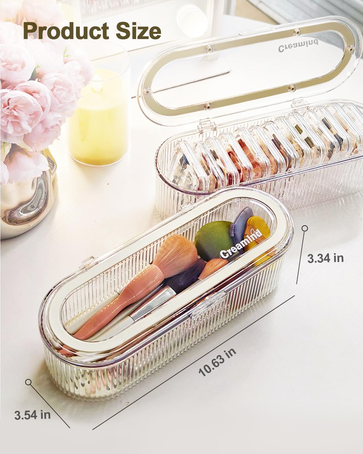 Sylmifoi Makeup Brush Holder Organizer, Cosmetic Storage Case with Lid, Clear Acrylic Waterproof Dustproof Organizer for Makeup Sponges, Vanity, Bathroom & Desktop (1 Pack)