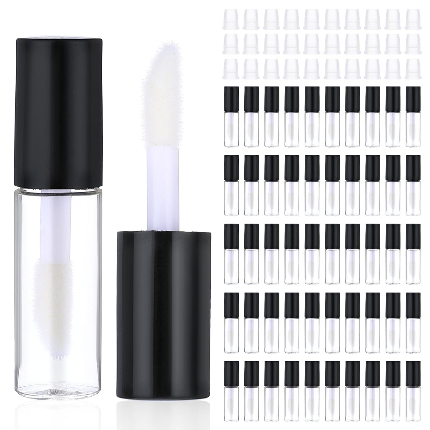 WLLHYF 100 Pcs Mini Lip Gloss Tubes, Refillable Lip Balm Bottle Transparent Empty Containers Travel Personal Cosmetic Inserts Cosmetic Tools Mini Lipstick Containers for Women DIY Makeup