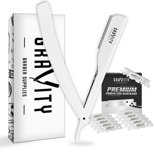 Gravity Razors Professional Straight Razor - Ultra Exposed Straight Razor Kit with 10 Gravity Premium Blades, 2mm Exposed (Apollo13)