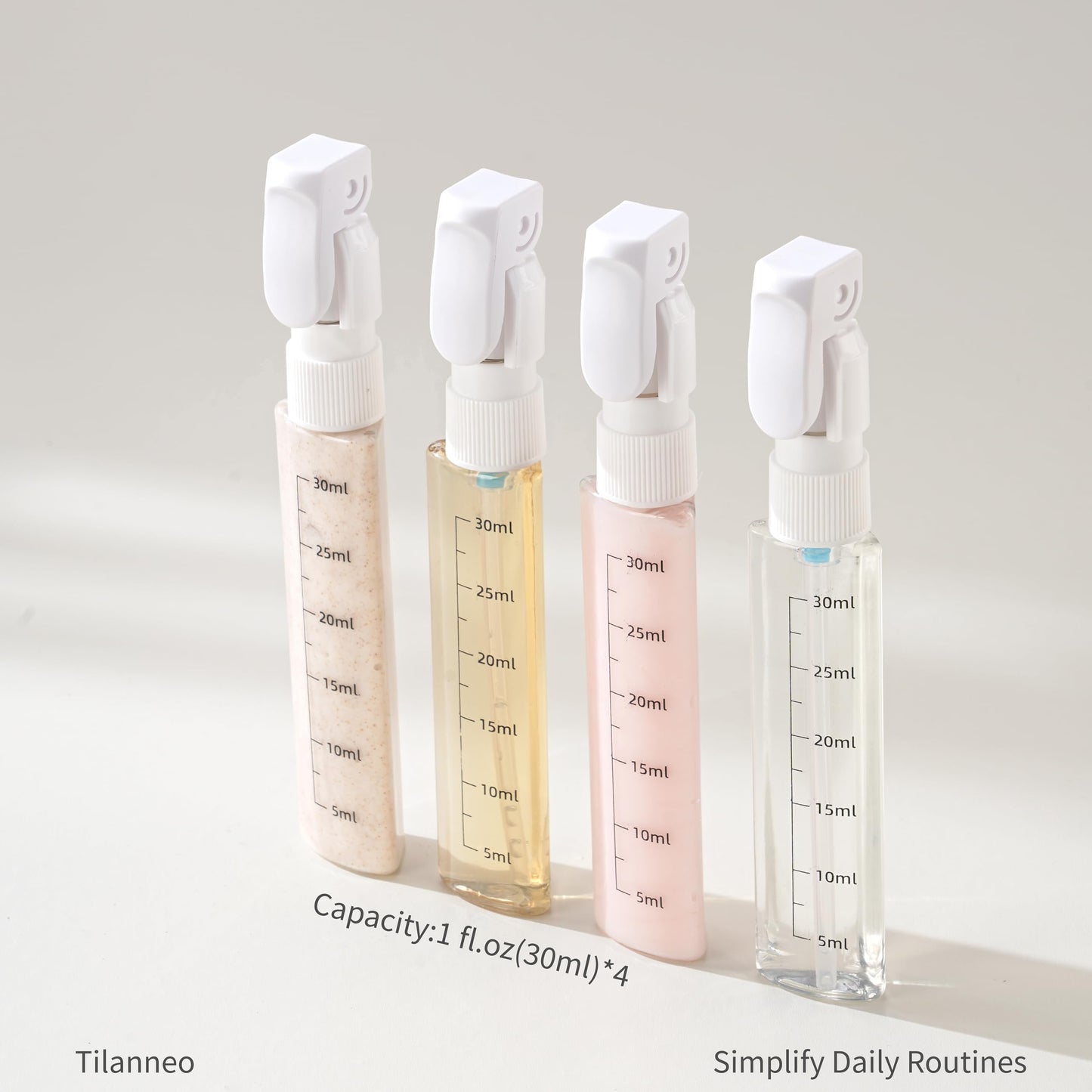 4-in-1 Travel Bottles for Toiletries, Portable Leakproof Pump Dispenser with Foldable Locking Pump, TSA Compliant Refillable Travel Containers for Shampoo, Conditioner, Lotion & Skincare(Key Lime)