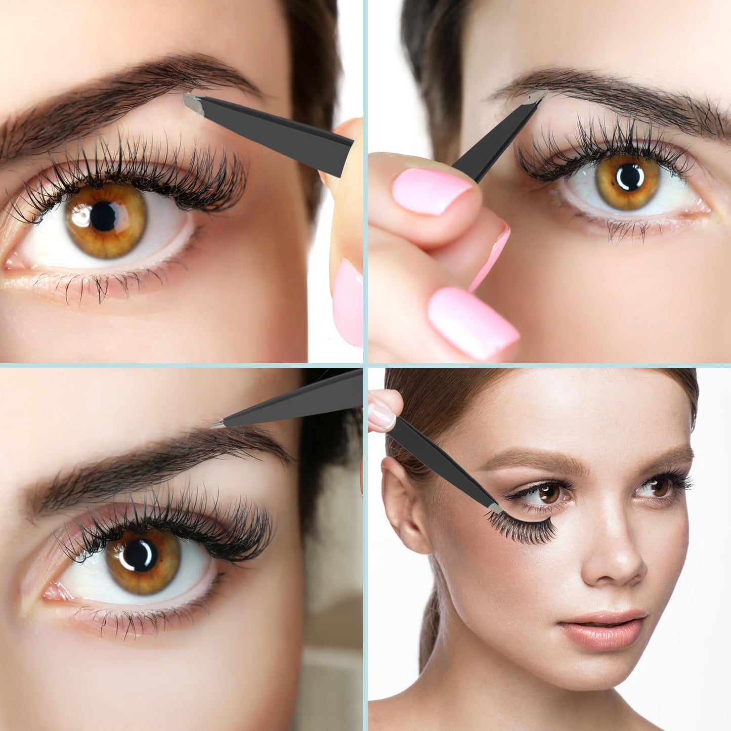 SWEET VIEW 7pcs Eyebrow Tweezers Kit for Women Precision Plucker with Brow Scissors & Razor & Spoolie for Facial, Chin, Brow, Splinter and Ingrown Hair