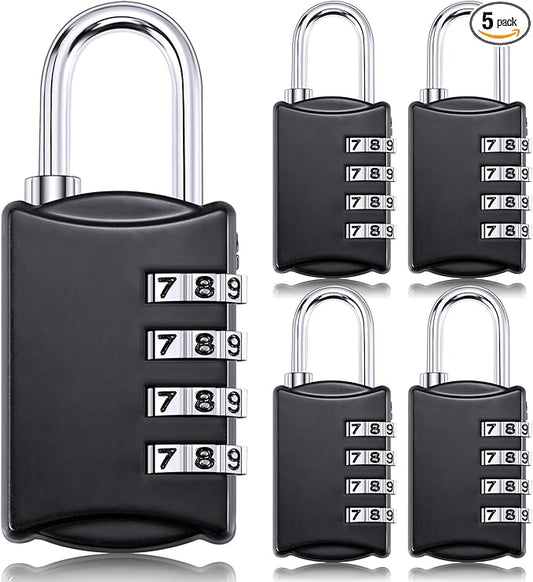 Moxweyeni 5 Pcs 4 Digit Combination Lock Small Combo Luggage Number Locks Outdoor Waterproof Padlock for Traveling Toolbox Gym Door Locker Suitcases Employee Hasp Storage