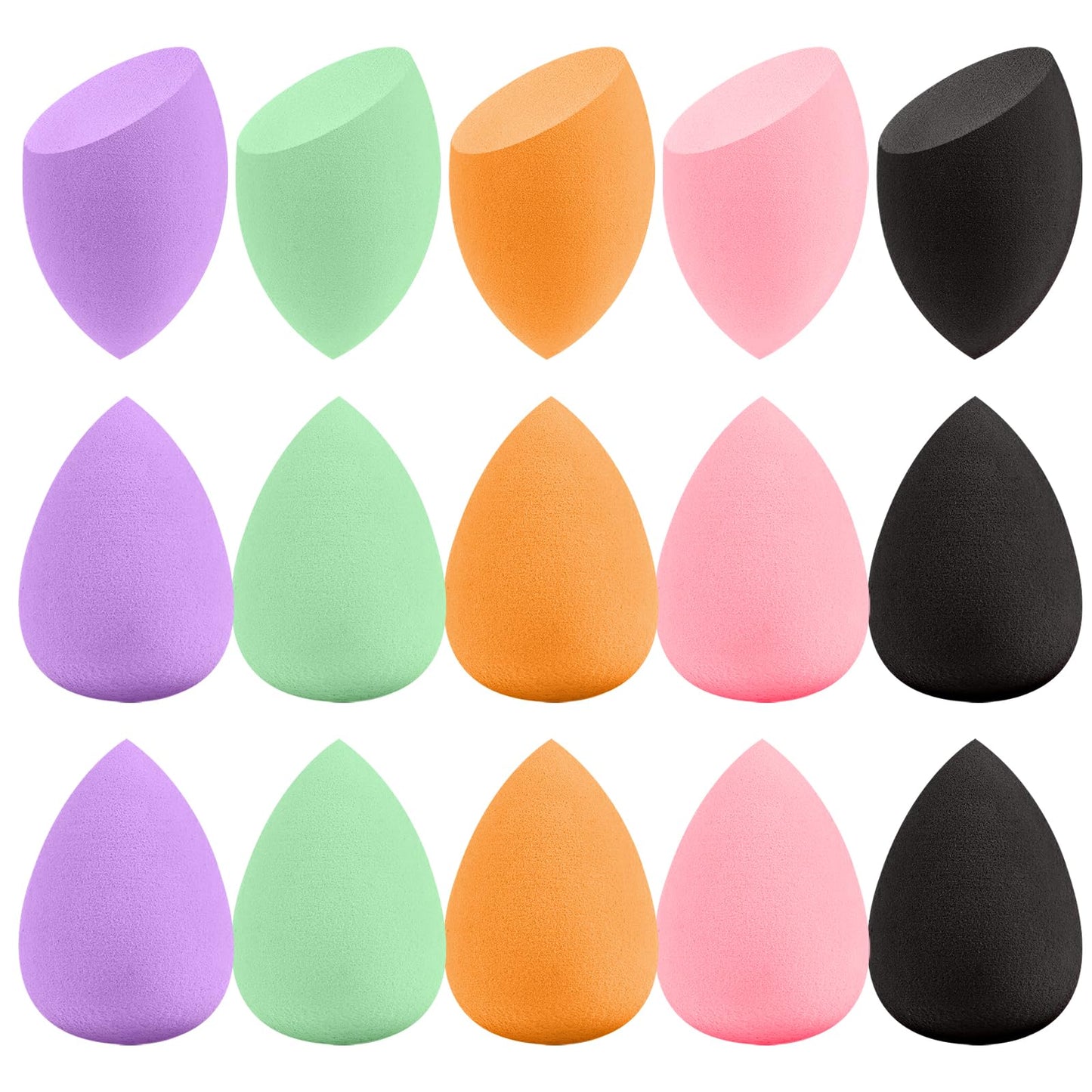 15 Pcs Multicolor Makeup Sponge Set-Individually Wrapped beauty sponges,Soft Latex-Free Low Absorption Sponges, Wet & Dry Use for Flawless Finish Liquid Cream Powder Makeup
