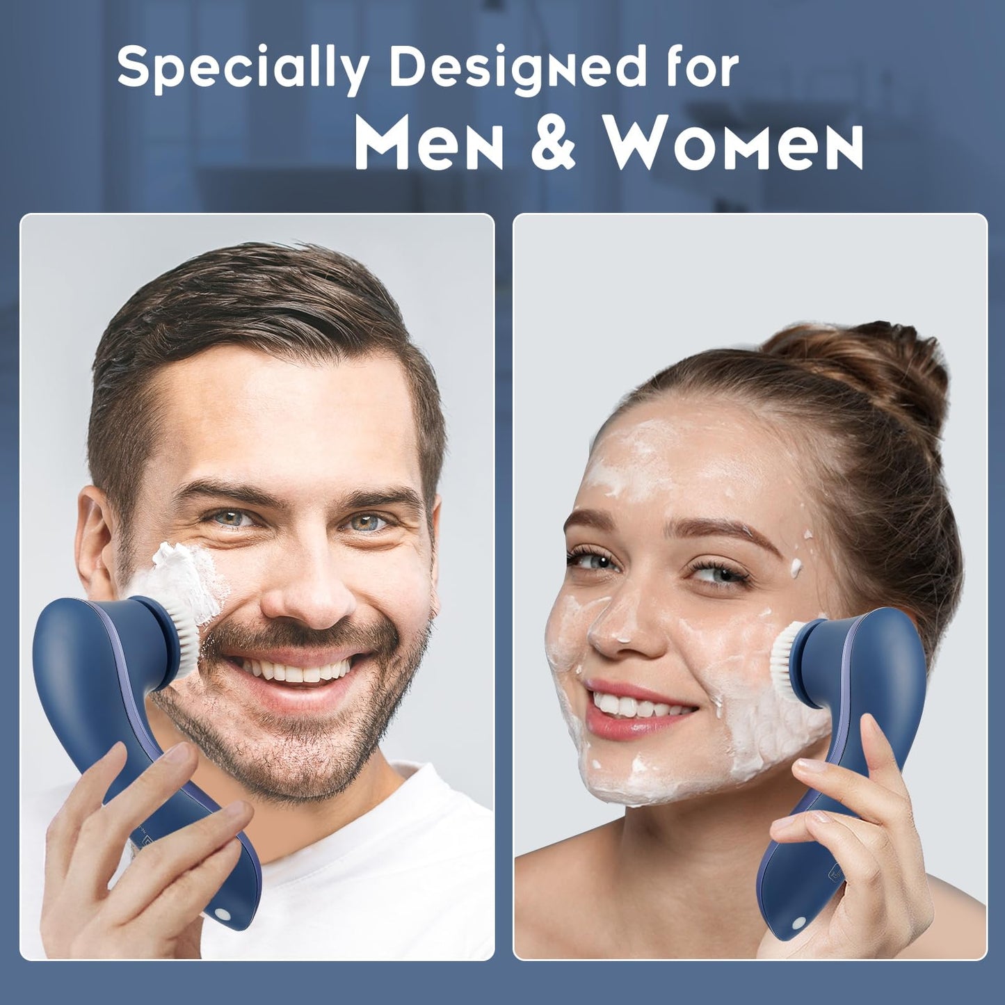 Facial Cleansing Brush Face Scrubber Exfoliator Rechargeable IPX7 Waterproof Electric Spin Cleanser Device for Exfoliating, Massaging and Deep Cleansing Removing Blackhead, Face Massaging
