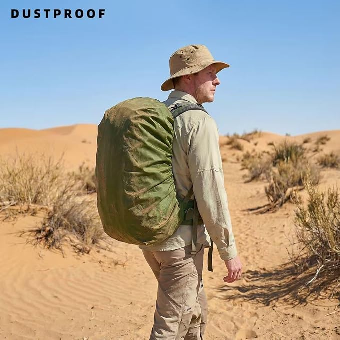 Silfrae Waterproof Rucksack Cover Backpack Rain Cover 30L-100L for Travel Climbing Hiking (Black+Green, 30L-40L)