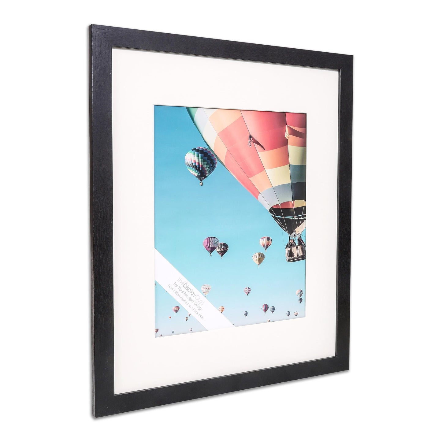 The Display Guys - Black Wooden Minimalist Picture Frames Set - Tempered Glass - 16x20 matted to 11x14 - Wall Hanging - 4-Pack