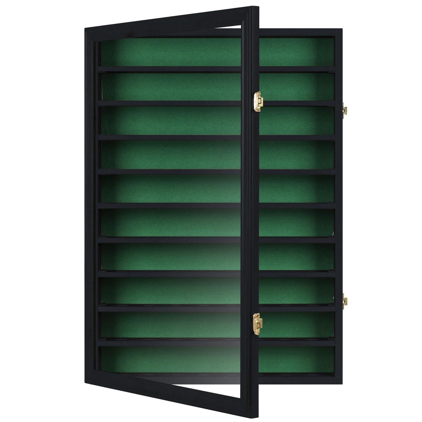 DisplayGifts 80 Golf Ball Display Case Cabinet Wall Rack Holder Solid Wood Frame with UV Protection Lockable Acrylic Door, Wall Mounted or Stand Great Golfer's Gift (Black Finish)