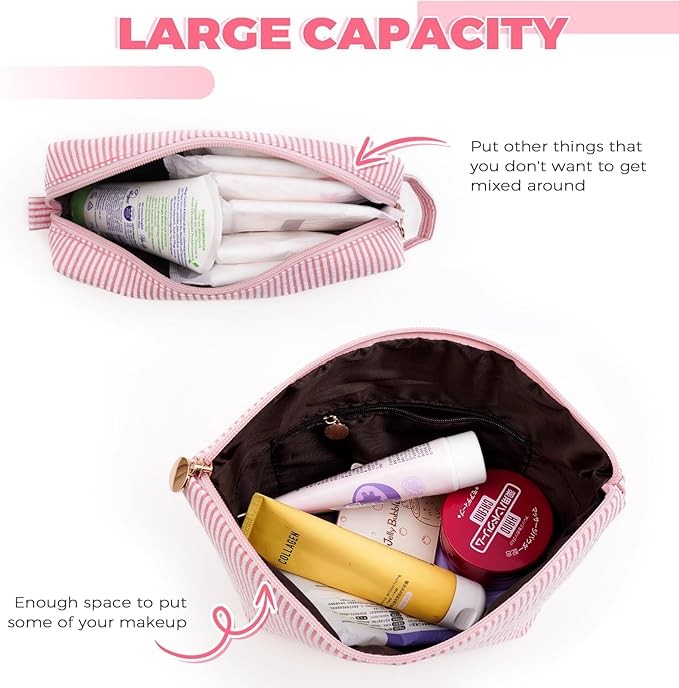 Personalized Makeup Bag for Women Girls - Fashion Cosmetic Bag Trendy Travel Toiletry Bag with Initials Letter - Teen Gifts - Peach,P